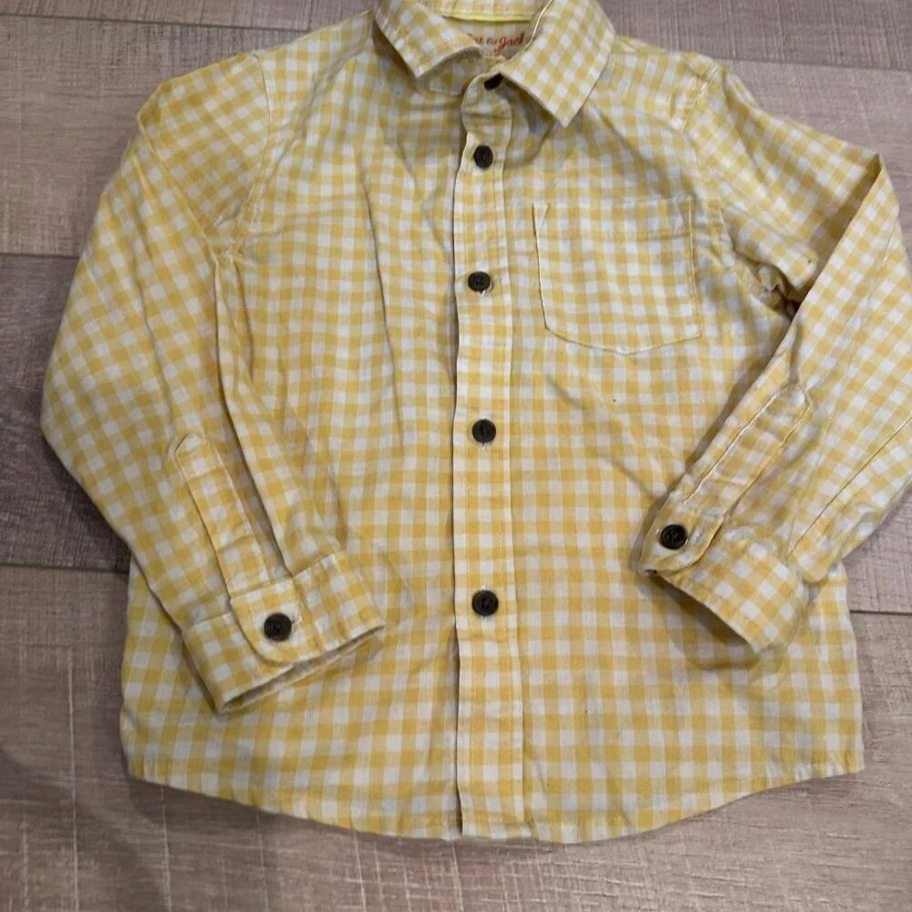 OLD NAVY CAT & JACK BOYS LONG SLEEVE BUTTON SHIRTS YELLOW BLUE 5T